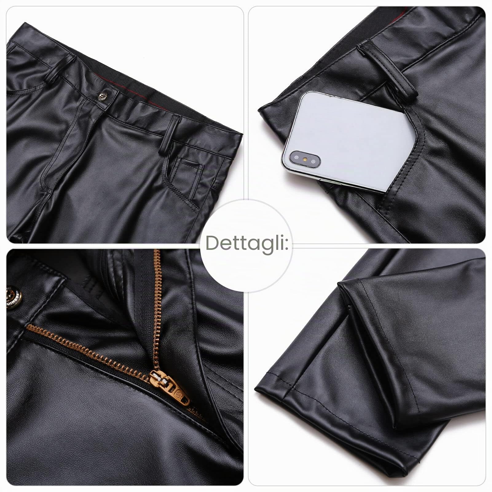 FEOYA Herren Slim Fit Lederhose Stretch Elastisch Faux PU Bleistifthose Wetlook Straight Leg Hose für Motorrad Biker Dance Bar Nachtclub Bühnenshow Cosplay Mittlere Taille Sommer Frühling Größe 32-40