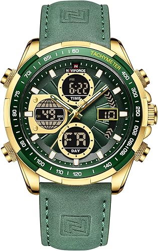 Miniatura 13 de NAVIFORCE Relojes militares digitales para hombre, reloj analógico de cuarzo, resistente al agua, deportivo, multifuncional, correa de cuero, reloj