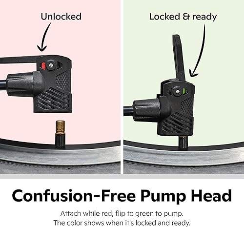 Miniatura 6 de Schwinn Serie Air Center o bomba de piso básica, para una gama de bicicletas, 100, 120 o 160 PSI, mango de agarre suave, cabezal doble para válvulas