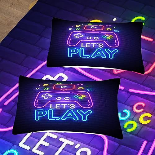 Miniatura 2 de NINENINE Sábana bajera ajustable para videojuegos, tamaño individual, sábanas para niños, adolescentes y niños, juego de ropa de cama con 1 sábana