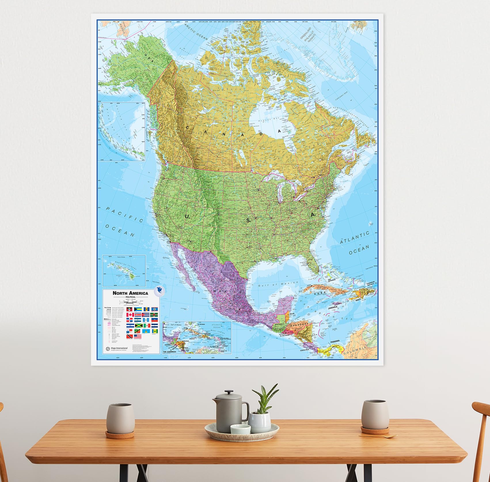 Maps International Large Political North America Wall Map - Laminated - 48 x 36 - Image 2