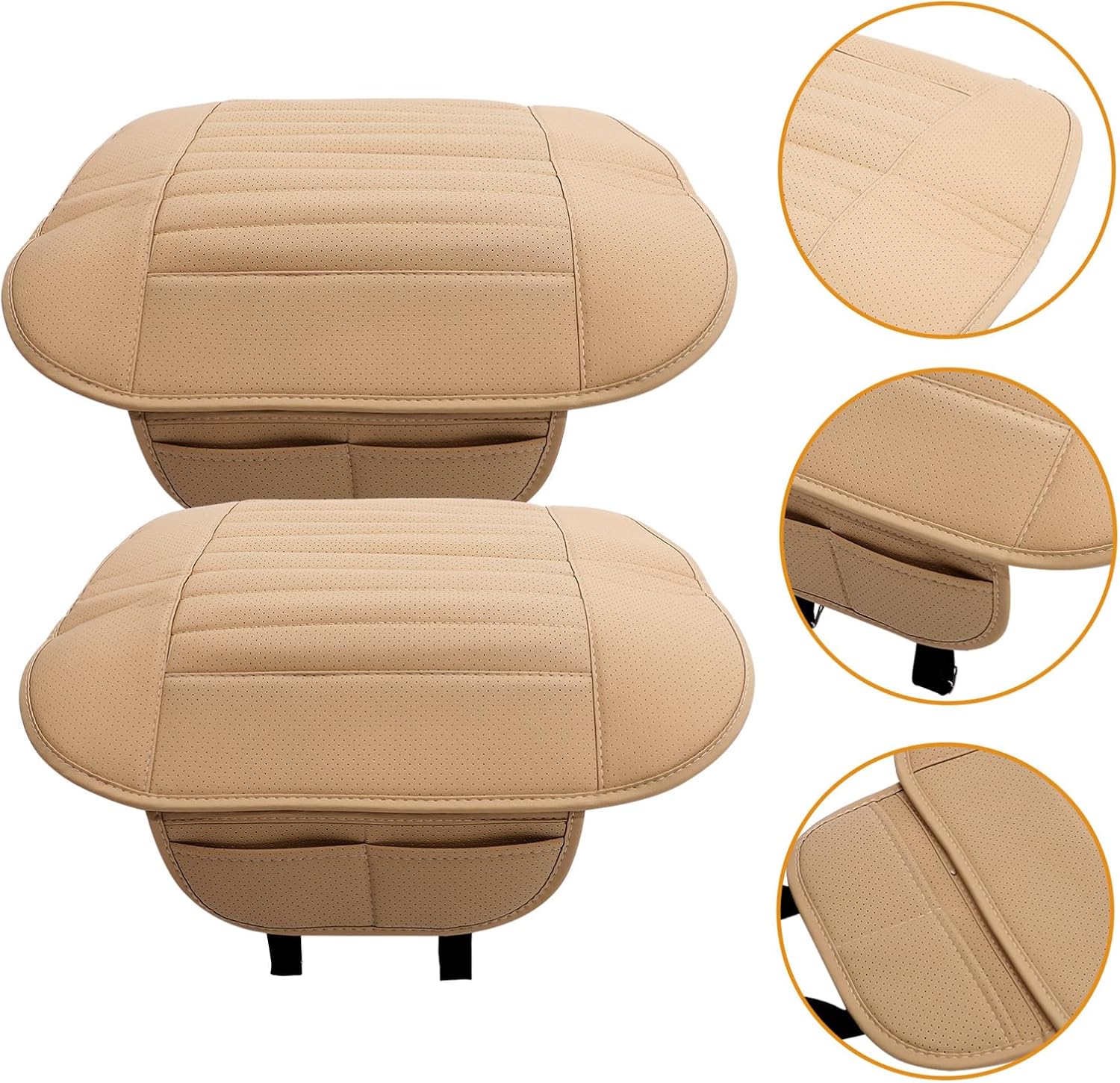 ARTIBETTER Front Car Seat Cover Protector, 2pcs Car Seat Covers for Front Seats Waterproof Seat Cover for Cars Trucks, 61.00X51.00X0.50CM, Beige, JK08ZZP40M14Z3RLCEK9KWQ