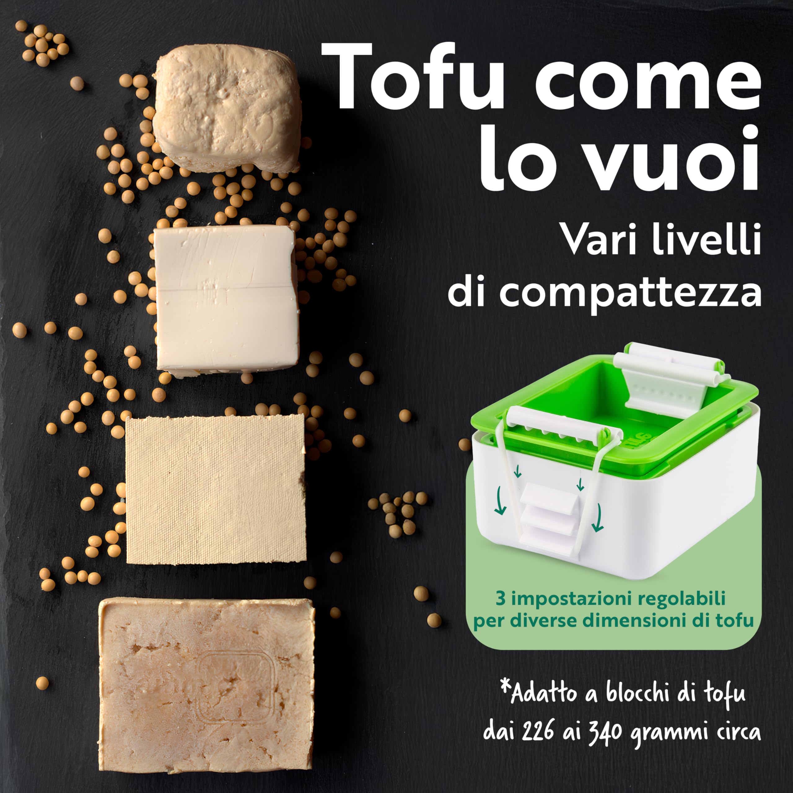 Tofuture Tofu Press – L'Originale, senza BPA, lavabile in lavastoviglie – Per un tofu più gustoso e compatto – Facile ed efficiente – Ideale per la preparazione dei pasti – 227g-400g tofu