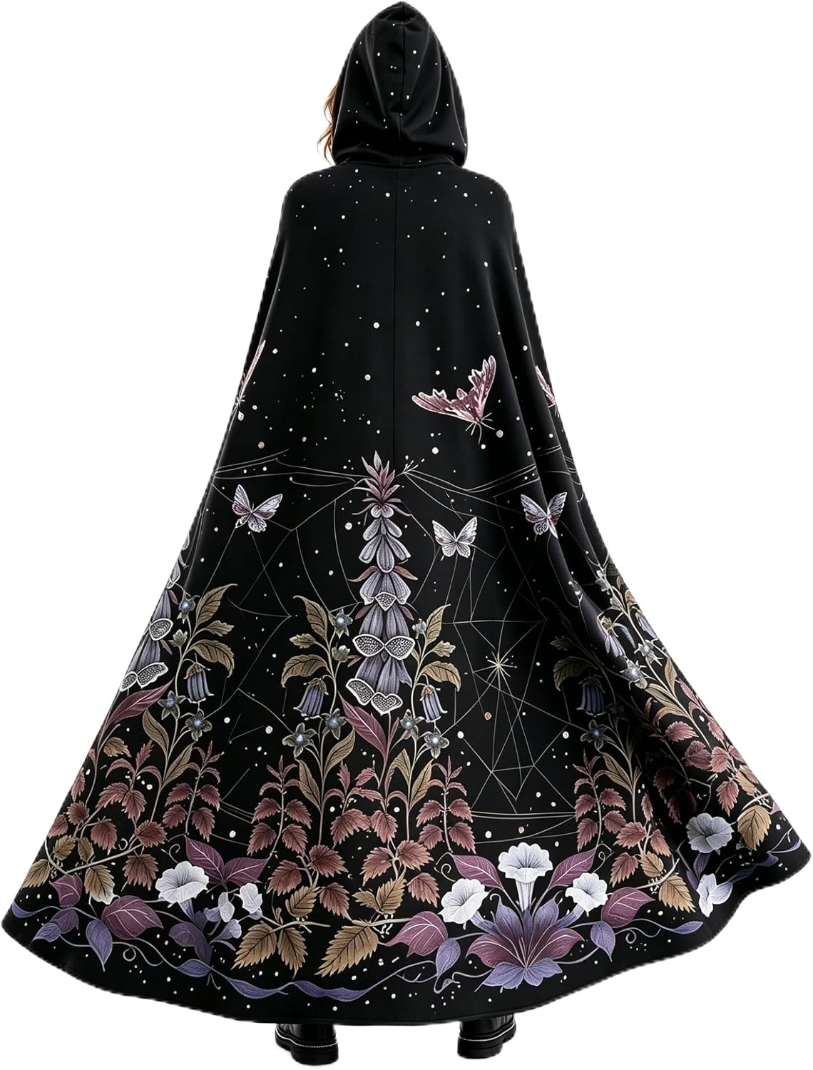 Women Gothic Hooded Long Cloak Medieval Witchy Halloween Cape with Pockets