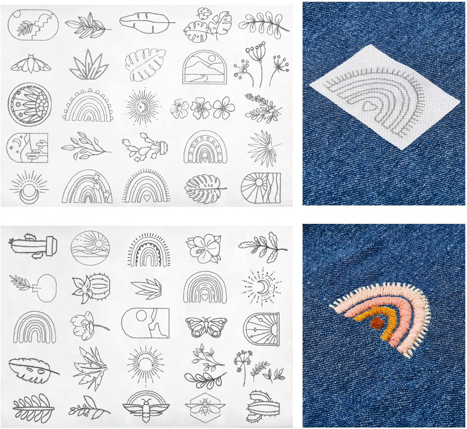 Lewtemi 50 Pcs Water Soluble Embroidery Patterns Wash Away Stabilizer for Embroidery Stick and Stitch Paper Stabilizers Christmas Craft for Hand Sewing Lover