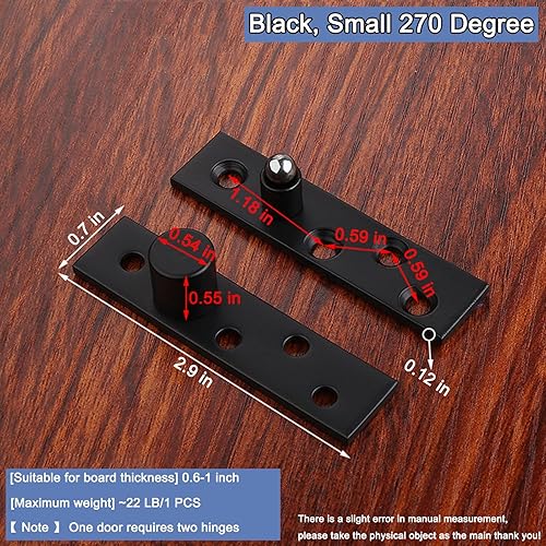 Miniatura 3 de Bisagra giratoria de acero inoxidable de 270 grados, bisagras de ocultación de puerta, bisagras de pivote hacia arriba, eje inferior, color negro