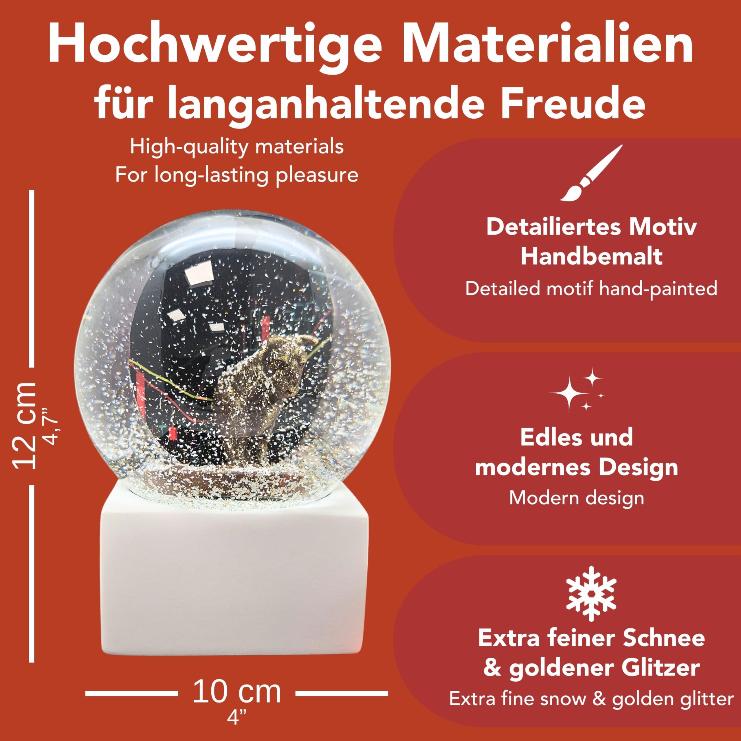 10009 Boule à neige en verre Bulle & Ours | Socle blanc angulaire | Idée cadeau boursian | Presse-papiers pour trader | H : 12 cm l : 10 cm | 10 cm