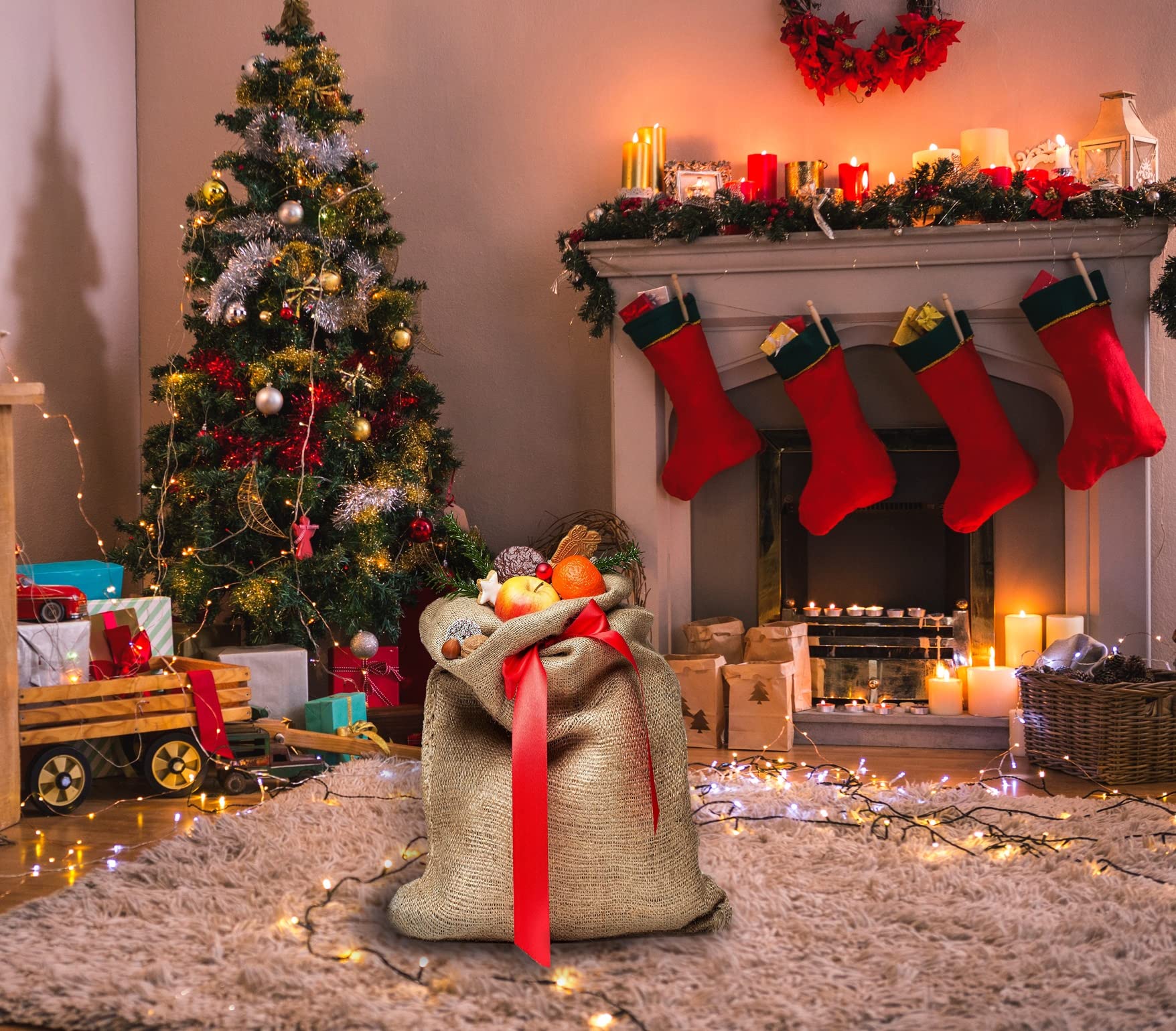 IPEA Sacchi in Juta di Grandi Dimensioni – 80 x 50 cm – 5 PEZZI – Sacco in Tessuto Iuta Naturale per Fai da Te, Arredamento, Giardinaggio, Casa, Contenitore di Oggetti - Sacco Regalo Natale