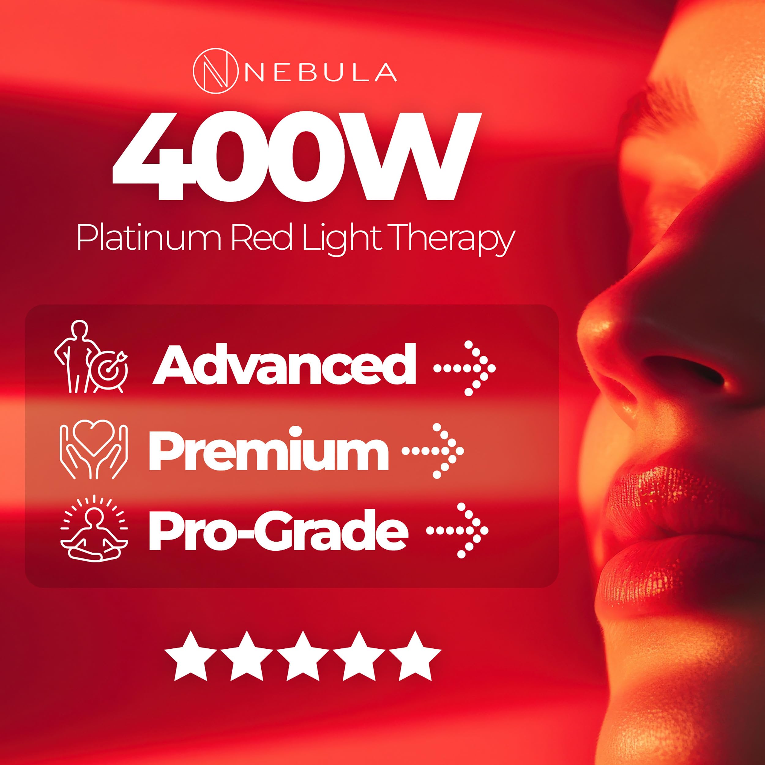 Nebula Dispositivo De Fototerapia 400W En Rojo Platino E Infrarrojo Cercano: Brazo De Escritorio Ajustable, 80 LED De Alta Intensidad Con Doble Pico De Longitud De Onda De 630nm A 850nm