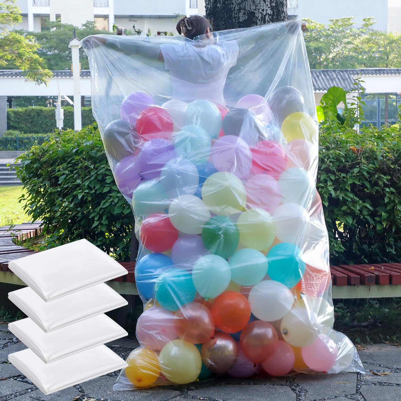 Sacs à Ballons Géants 1.5x1.8m, Sac En Plastique De Transport, Sac De Transport Transparent, Sac De Rangement, Fournitures D'accessoires Pour Fête D'anniversaire Et De Mariage