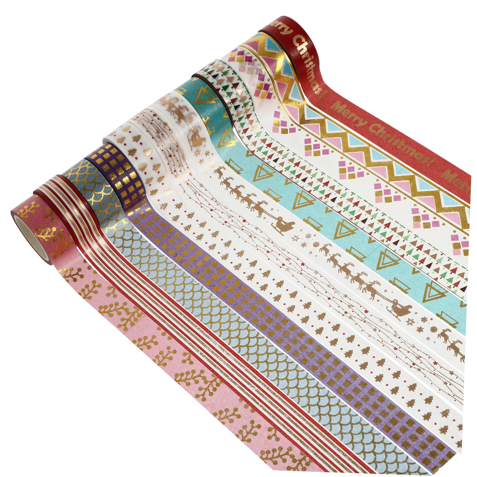 TEHAUX 3 Juegos De Cintas Decorativas Navideñas Cintas Washi Japonesas con Dibujos Animados Rollos De Papel para Envolver Y Álbumes De Recortes 12 Unidades X 3