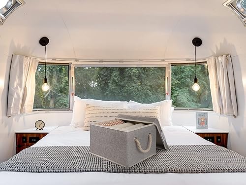 Miniatura 6 de LoforHoney Home Contenedores de almacenamiento de tela con tapas para organizar, cajas de almacenamiento plegables con tapas para estantes, cestas