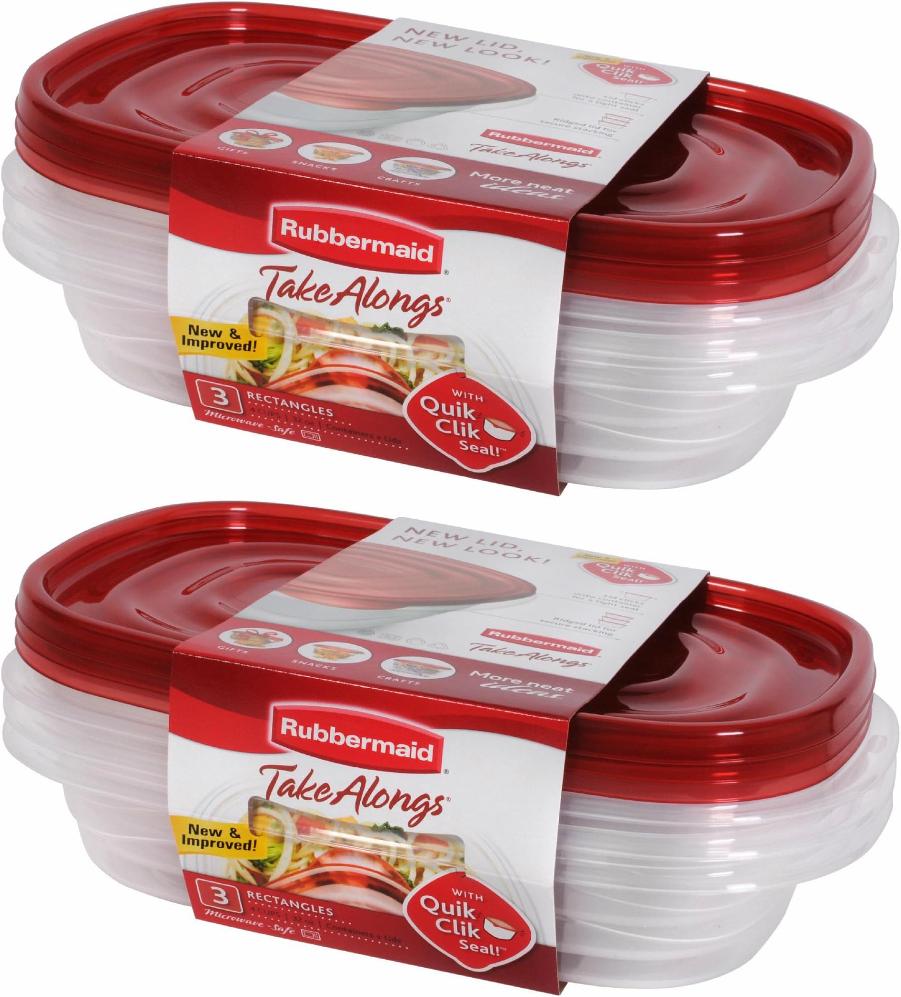 Take Alongs 4-cup Rectangle Containers, 2-Pack of 3