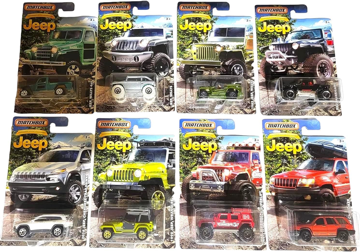 2016 Matchbox Jeep Anniversary Edition Jeep Set of 8 Cars