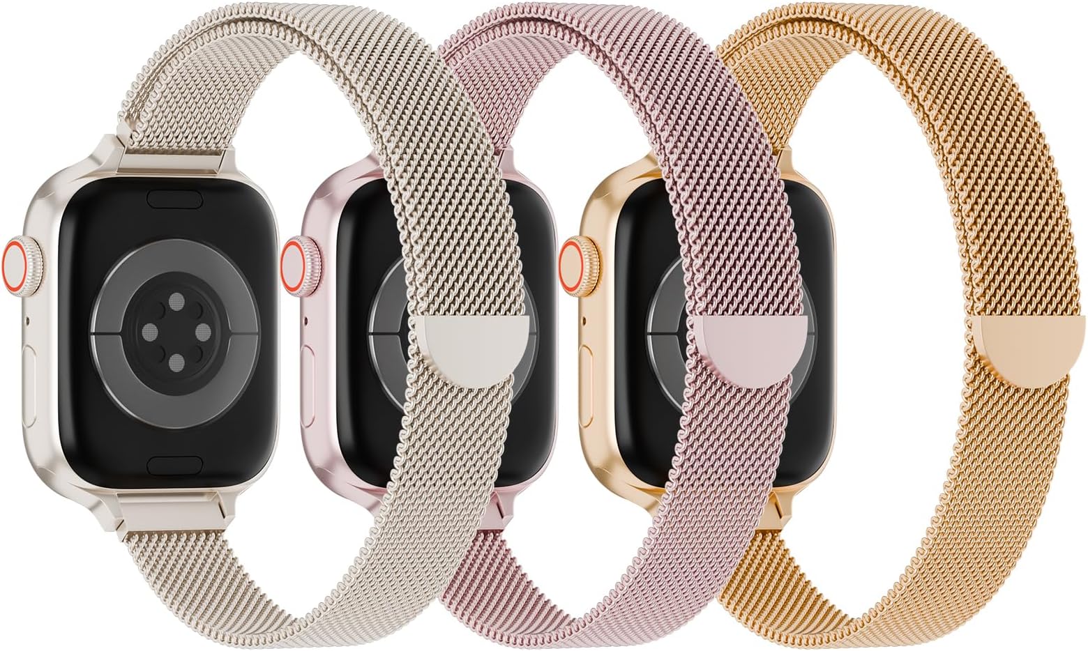3 Pack Slim Metal Loop Compatible with Apple Watch Band 42mm 41mm 40mm 38mm 46mm 45mm 44mm 49mm Women Men, Thin Stainless Steel Magnetic Strap for iWatch Bands Series 11 10 9 8 SE 7 6 5 4 3 Ultra