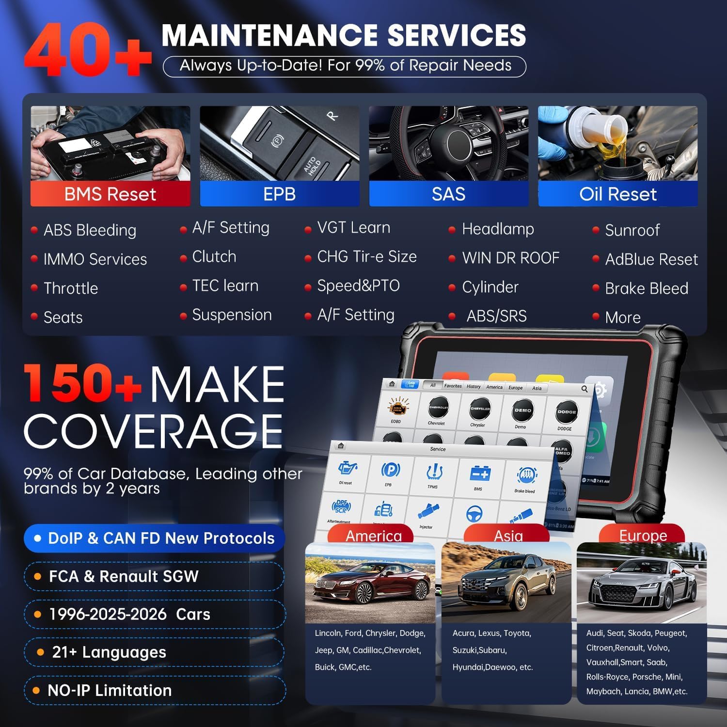 Autel MaxiCOM MK900BT Diagnosis Coche Multimarca, 2026 MK900 BT Igual Que MK900 MK808S MK808BT Pro, Maquina Diagnosis Coche como MP900BT MX900, 3K+ Prueba Activa, 40+ Servicio, Can FD DOIP, Todo SIS