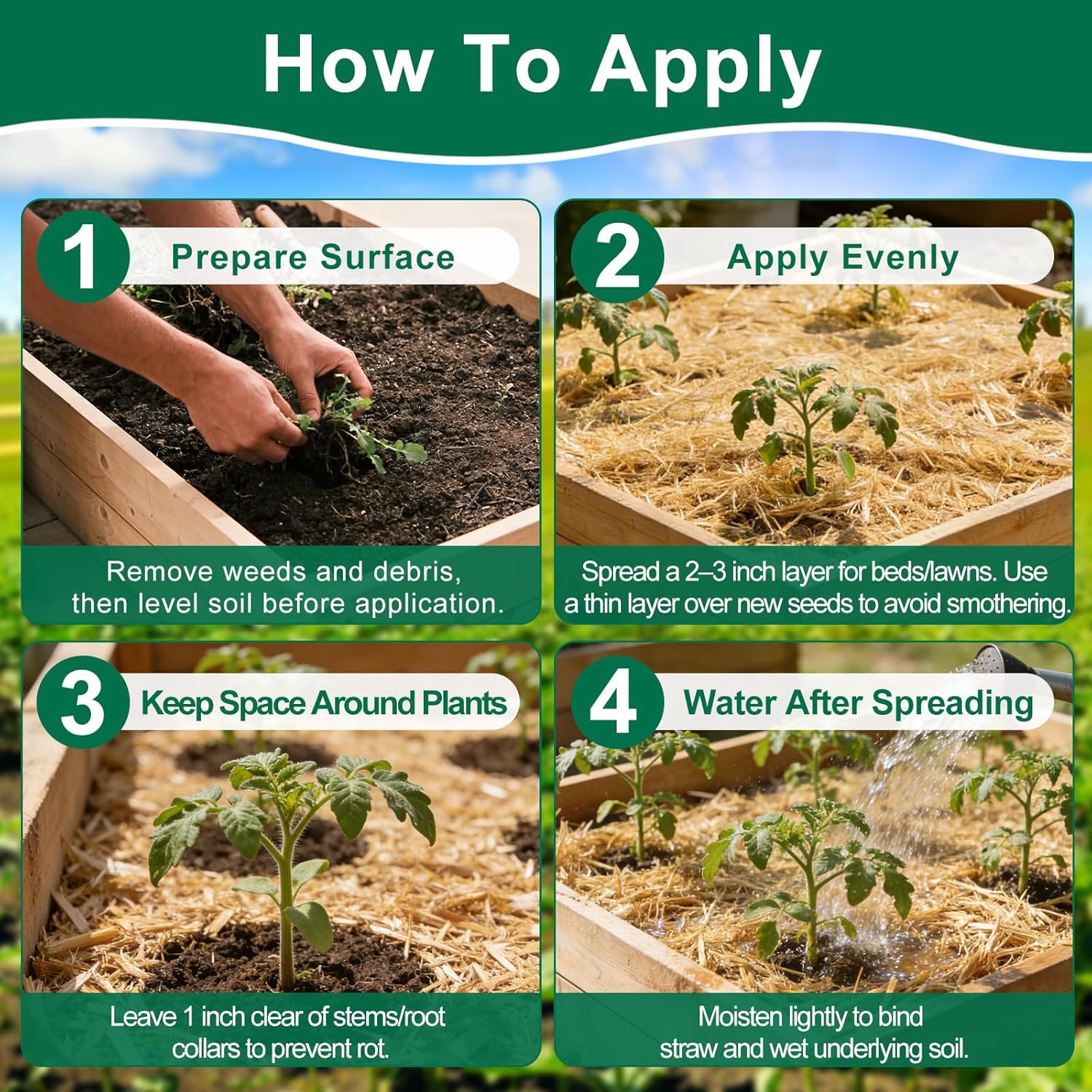 PJT Organic Garden Straw,Biodegradable Straw Mulch for Vegetable Garden,Hay for Grass Seed Covering,Mulch for Landscaping Seed Covering,Thoroughly Cleaned and Weed Seed Free(1 cu ft,8 lbs)