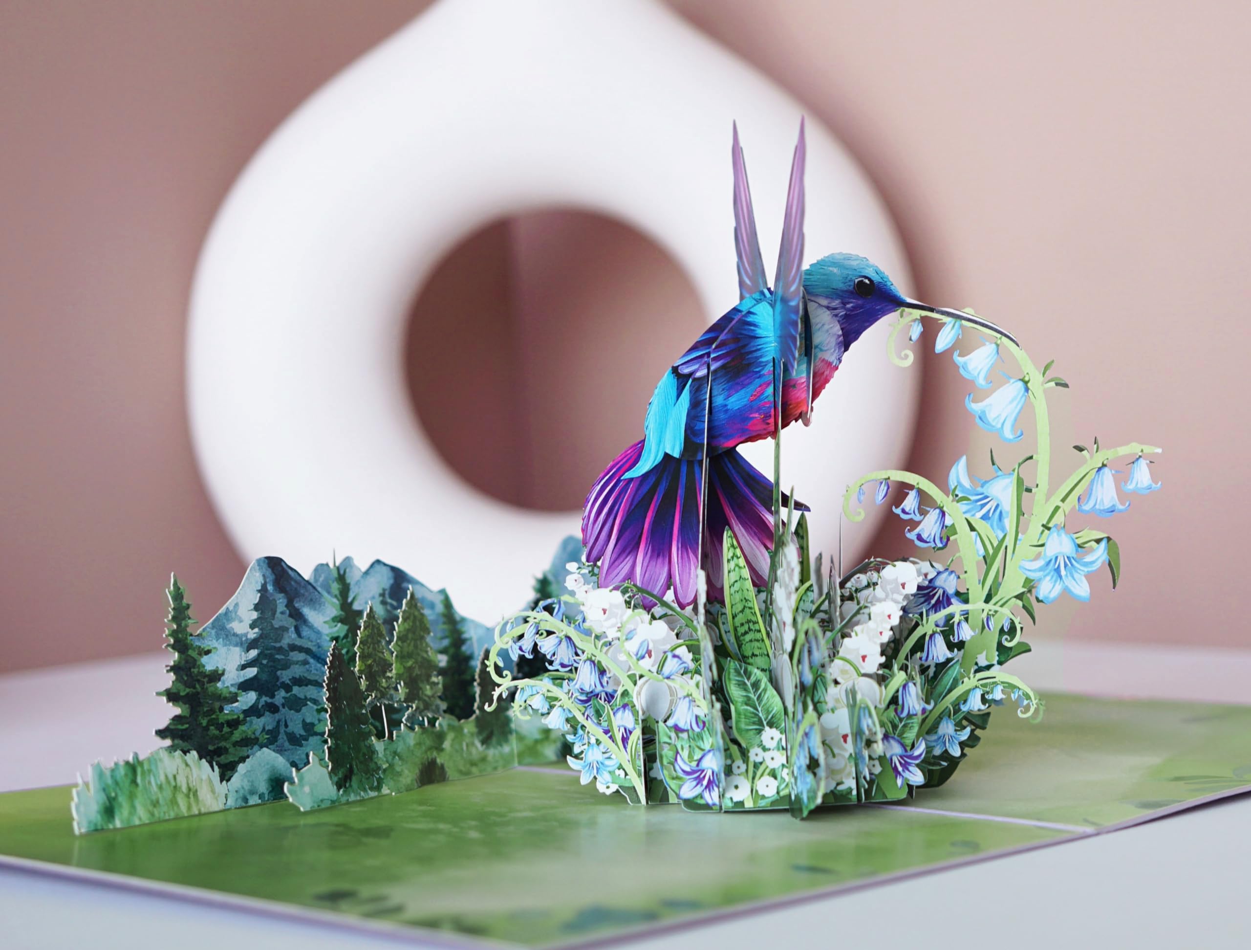 PQ Bees HummingBird Lilies of the Valley 3D Birthday Card for Women, Mothers Day Cards, 6x8in Gift Cards for Mom, Wife, Her, Daughter, Sister, Grandma (PQ Hummingbird).