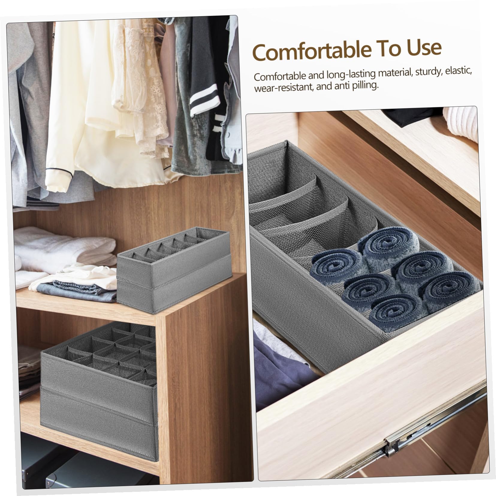 4stücke Faltbare aus Robustem Kationikstoff mit Pp panelen Vielseitige Aufbewahrungsboxen für Unterwäsche Socken Krawatten und Babykleidung Platzsparend und Waschbar