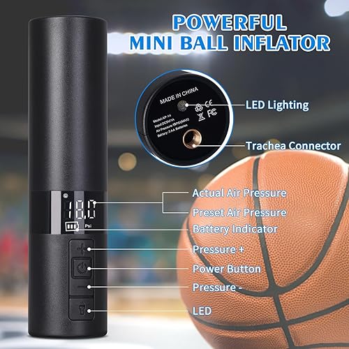 Miniatura 3 de GHWMYD Bomba de bola de aire eléctrica, bomba de bola para pelotas deportivas, bomba de aire de baloncesto con pantalla LCD, bombas de aire para