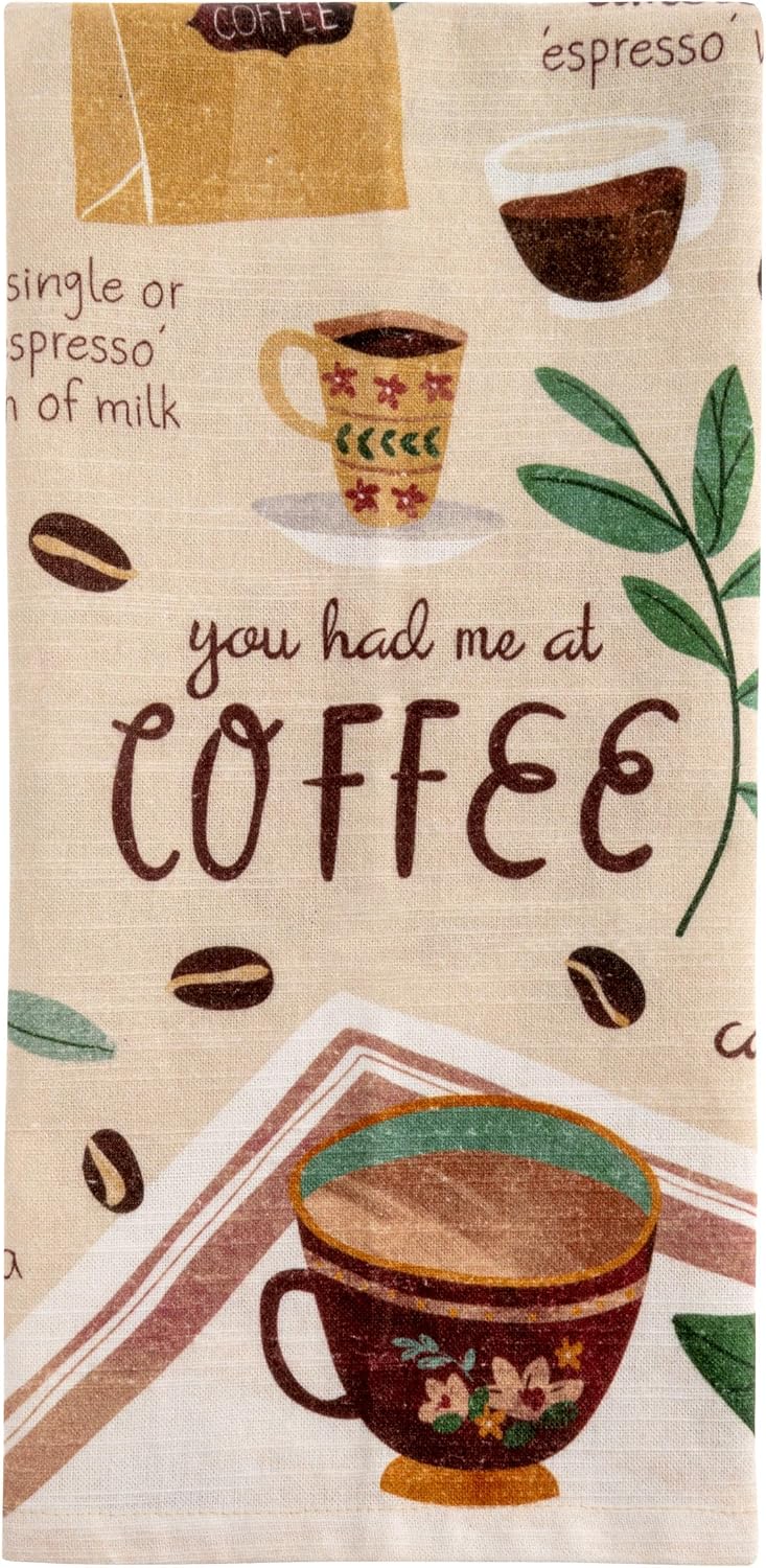 Karma, Eclectic Tea Towel, 100% Cotton Hand Towel for Kitchen – Housewarming Gift for Hostess Boho Kitchen Home Décor, Coffee