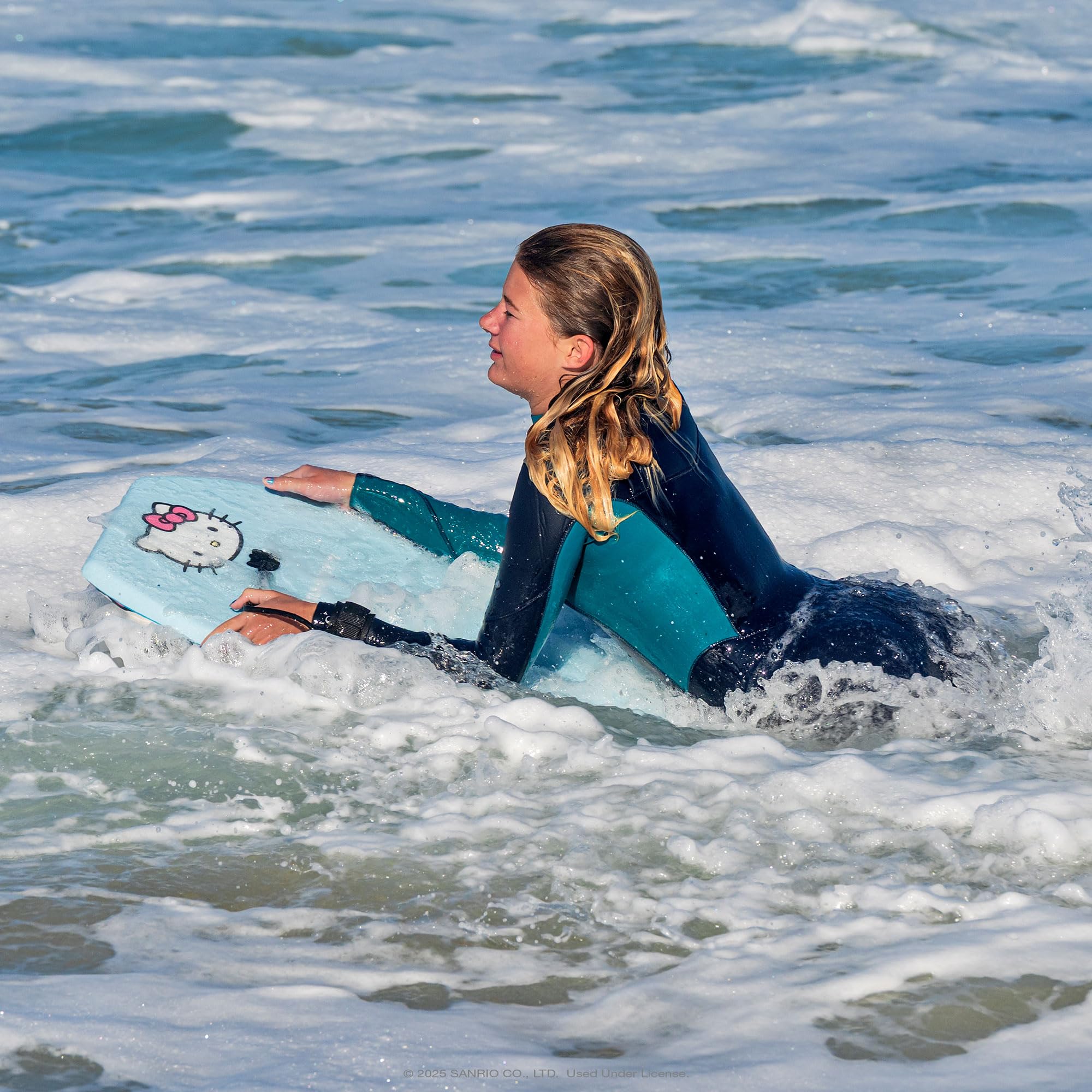 Wavestorm Hello Kitty Bodyboard, 91,4 cm, grafisches Oberdeck mit hochdichter glatter Unterseite, Schaumstoff-Konstruktion mit Zubehör, inklusive verbesserter Spiral-Leine, 2 Stück