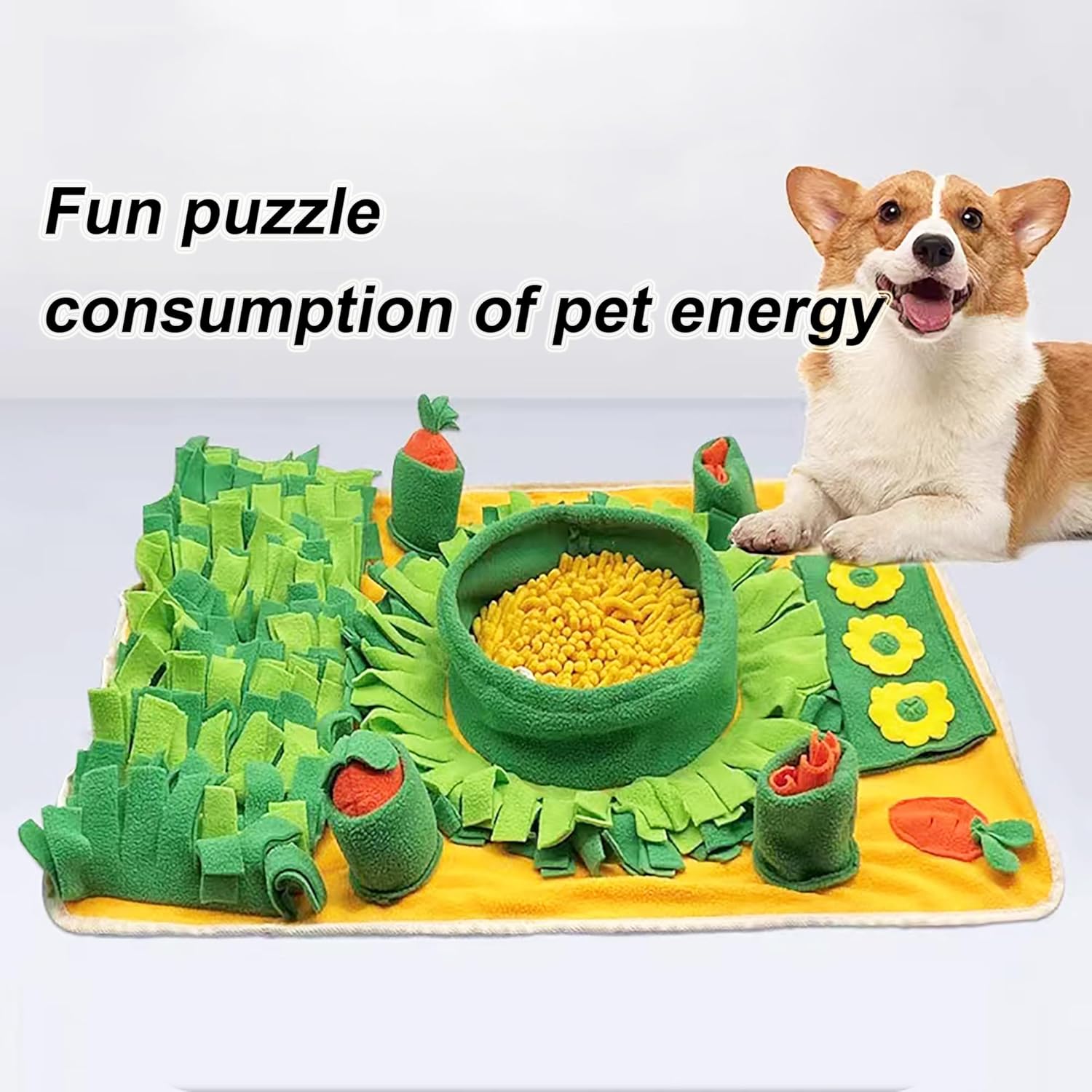Pet Olfactory Feeding Pad Training Mat Dogs Cats Interactive Puzzle Toy Natural Foraging Tool Slow Feeding Snack Hiding Blanket (Spring)