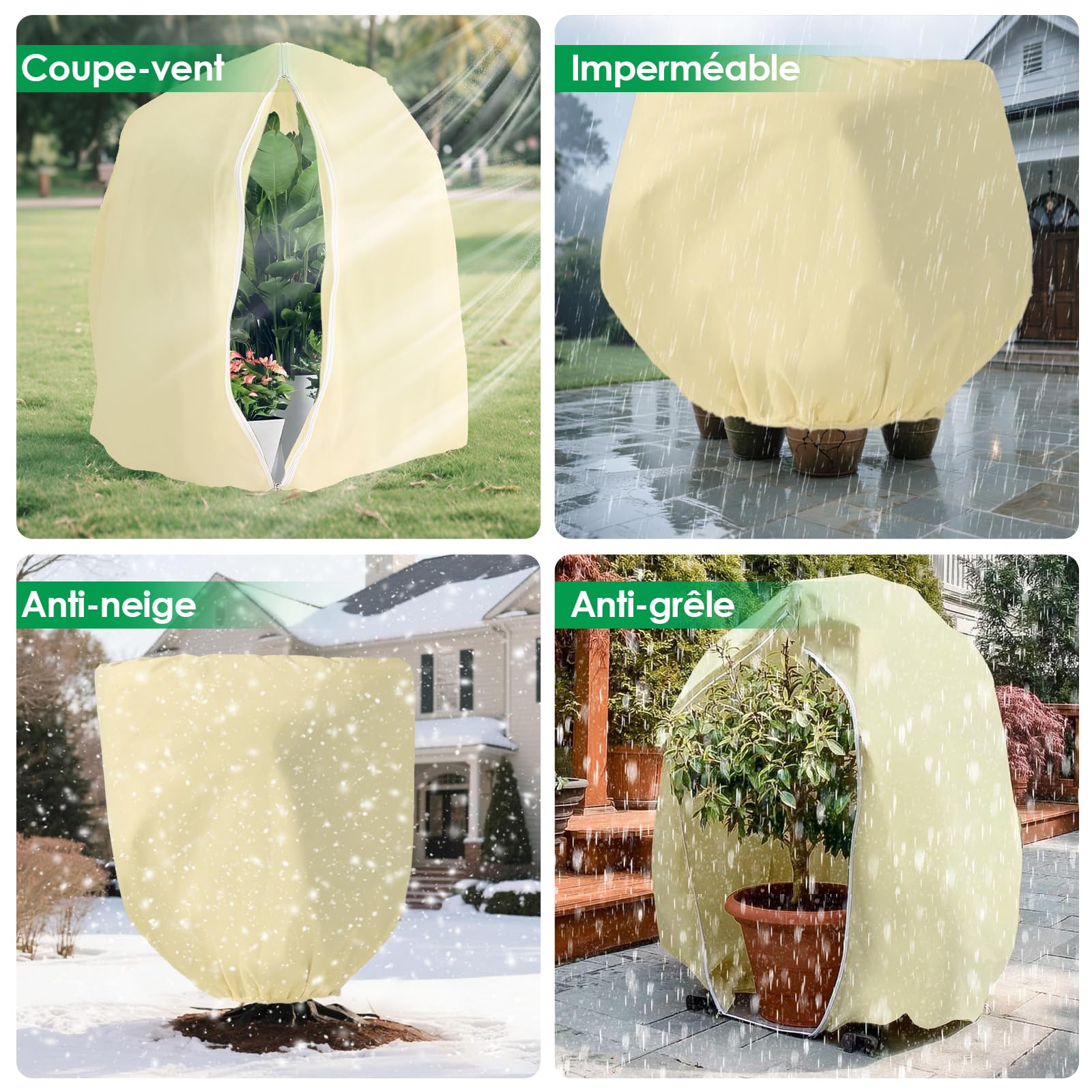 Housse D'hivernage Pour Plantes Extérieur 250x360 Cm - Voile Réutilisable Avec Zip Pour Palmiers, Oliviers, Arbres