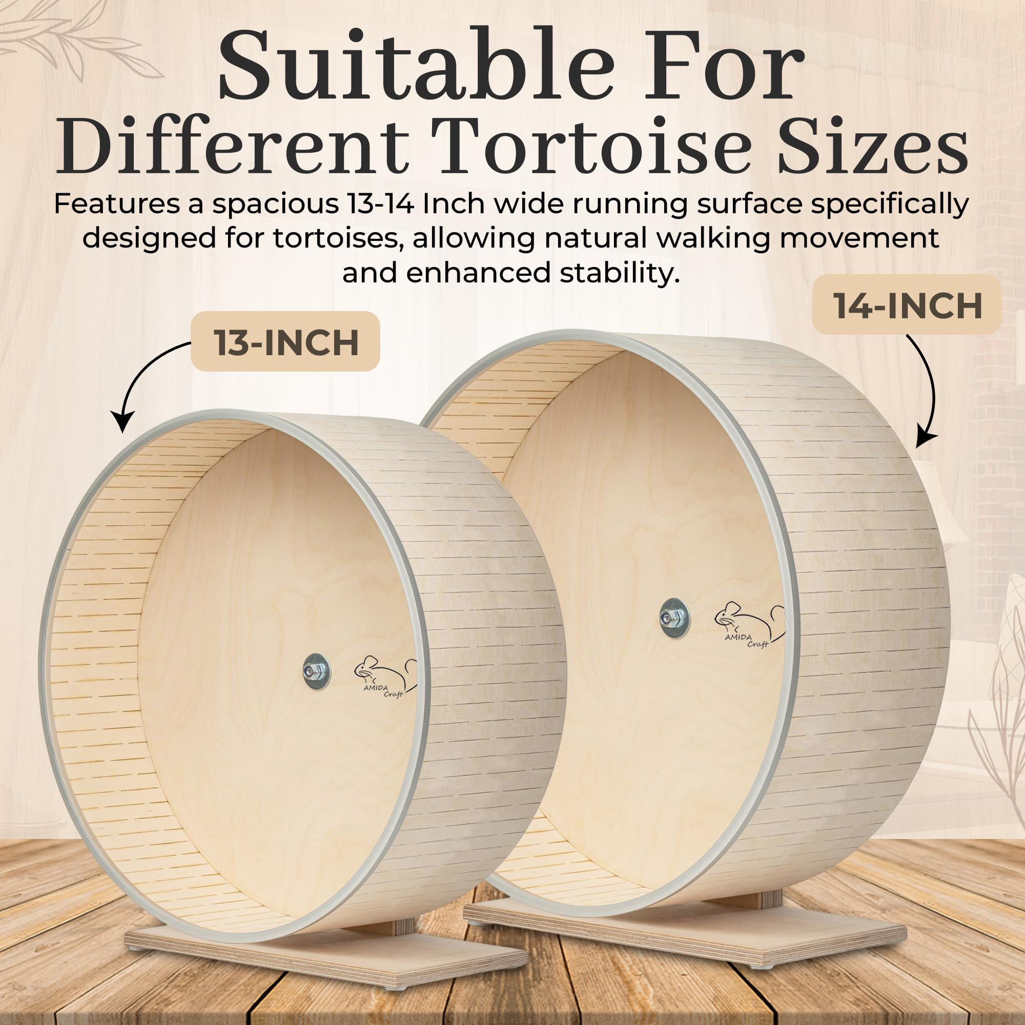 Laufrad für Schildkröten, extra breite 15 cm (6 Zoll) Lauffläche, Doppelkugellager, rutschfeste Schiene, Indoor-Haustier-Trainingsrad (14 Zoll (35 cm) auf einem Ständer)