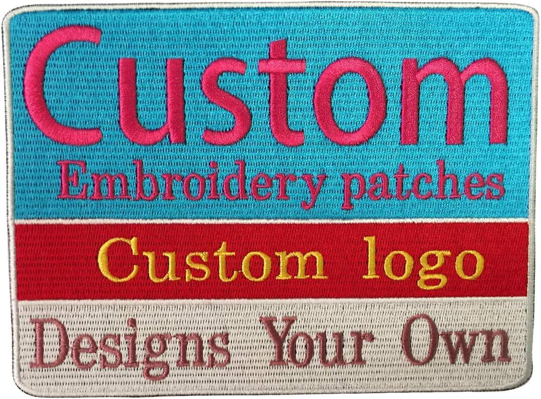 Custom Embroidery Patches Any Size Any Logo Decorative Patches Iron on Sew on Hook & Loop Fasten (4inch or Less, 10 Patches)