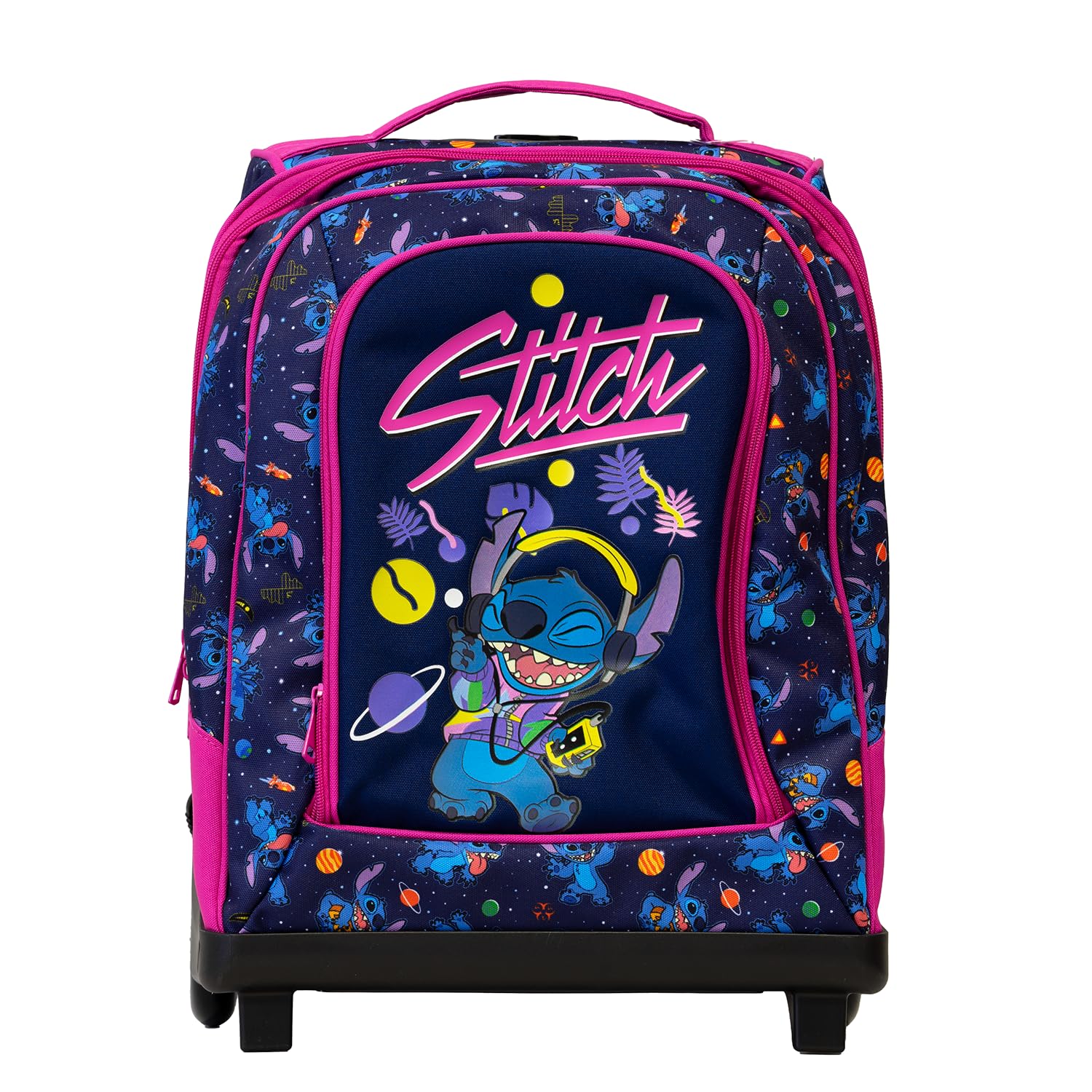 Zaino Trolley Scuola Elementare per Bambini 34x25x52 cm con Ruote in Gomma Zainetto da Bambino o Bambina - Stitch