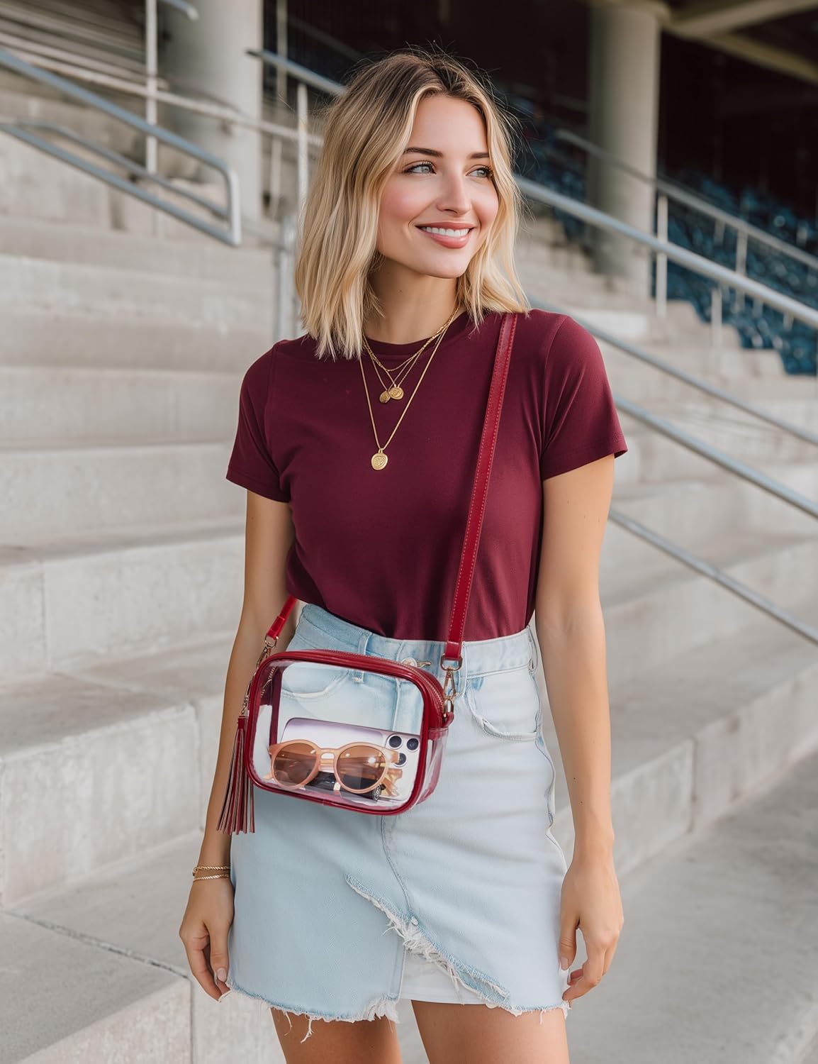 Yarnic Clear Bag Stadium Approved PVC Transparent Crossbody Purse for Concert Sports Event Small Women Cross Body Bags - Image 2