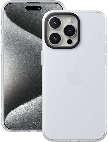Miniatura 1 de Funda compatible con iPhone 15 Pro Max (6.7 pulgadas), funda translúcida mate para hombres, mujeres, niñas, cubierta trasera delgada, color negro