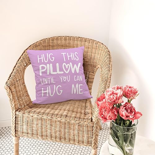 Miniatura 4 de Sufamb Hug This Pillow Until You Can Hug Me - Funda de almohada decorativa de 24 x 24 pulgadas, regalos de cumpleaños para novio, novia, regalos de