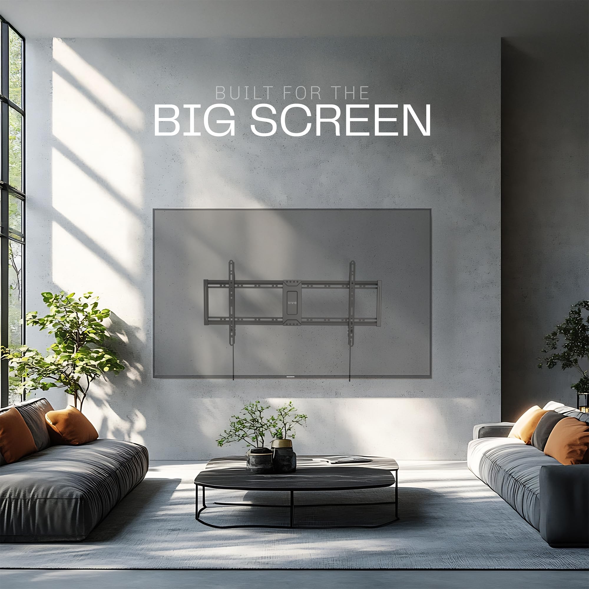 VIVO MOUNT-VW100F Support Mural Ultra résistant pour écran LCD LED incurvé et Plat 60" à 100" VESA Max 900 x 600 mm Noir