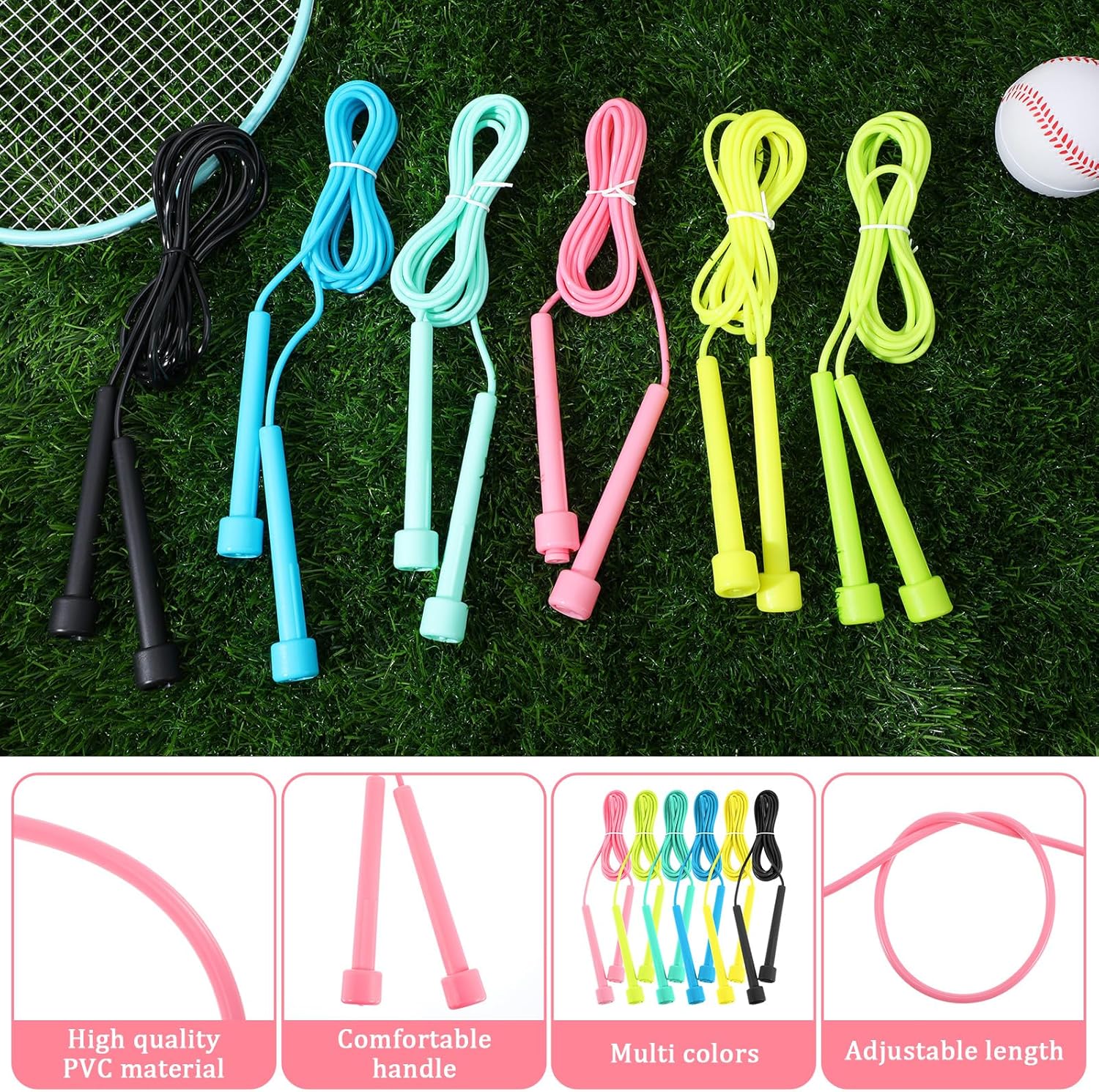 36 Pcs Jump Ropes for Kids, 110 in Colorful Jump Ropes for Kids Bulk, Adjustable Skipping Rope for Boys Girls, Tangle-Free Plastic Jumping Rope for Outdoor Fitness Exercise, Training and Racing