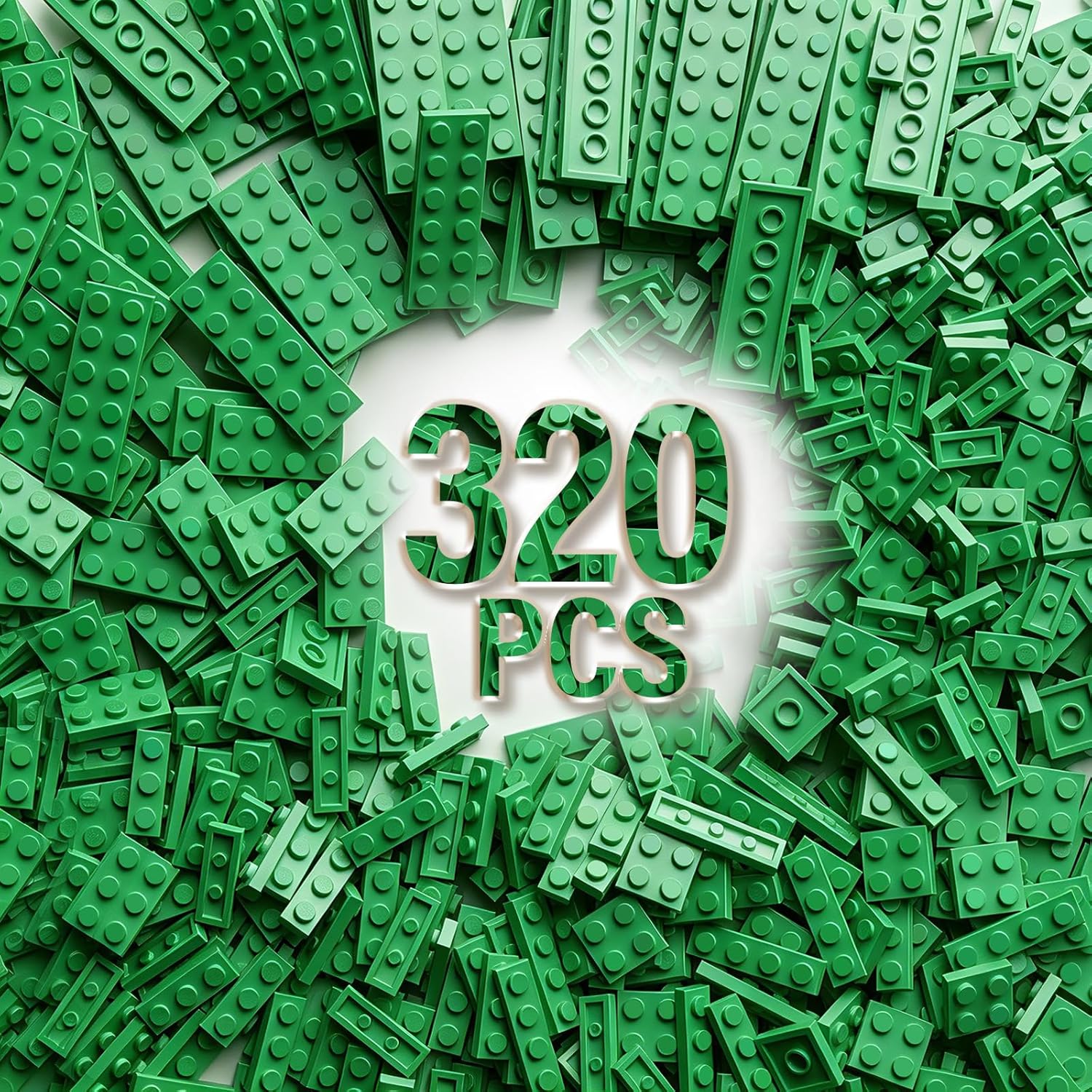 320 Piece Building Plate Bulk, 8 Sizes of Mixed Classic Plate Parts, Compatible with Lego and Other Brands, Suitable for Boys and Girls Aged 6+ (Green)