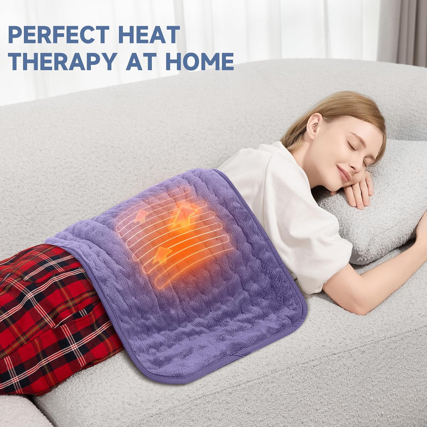 Electric Heating Pad for Cramps and Stomach Pain, 33"x17" Long Heat Wrap for Back and Abdomen, 6 Temperature Levels, Moist Heat & Auto Shut-Off, Gift for Her image 3
