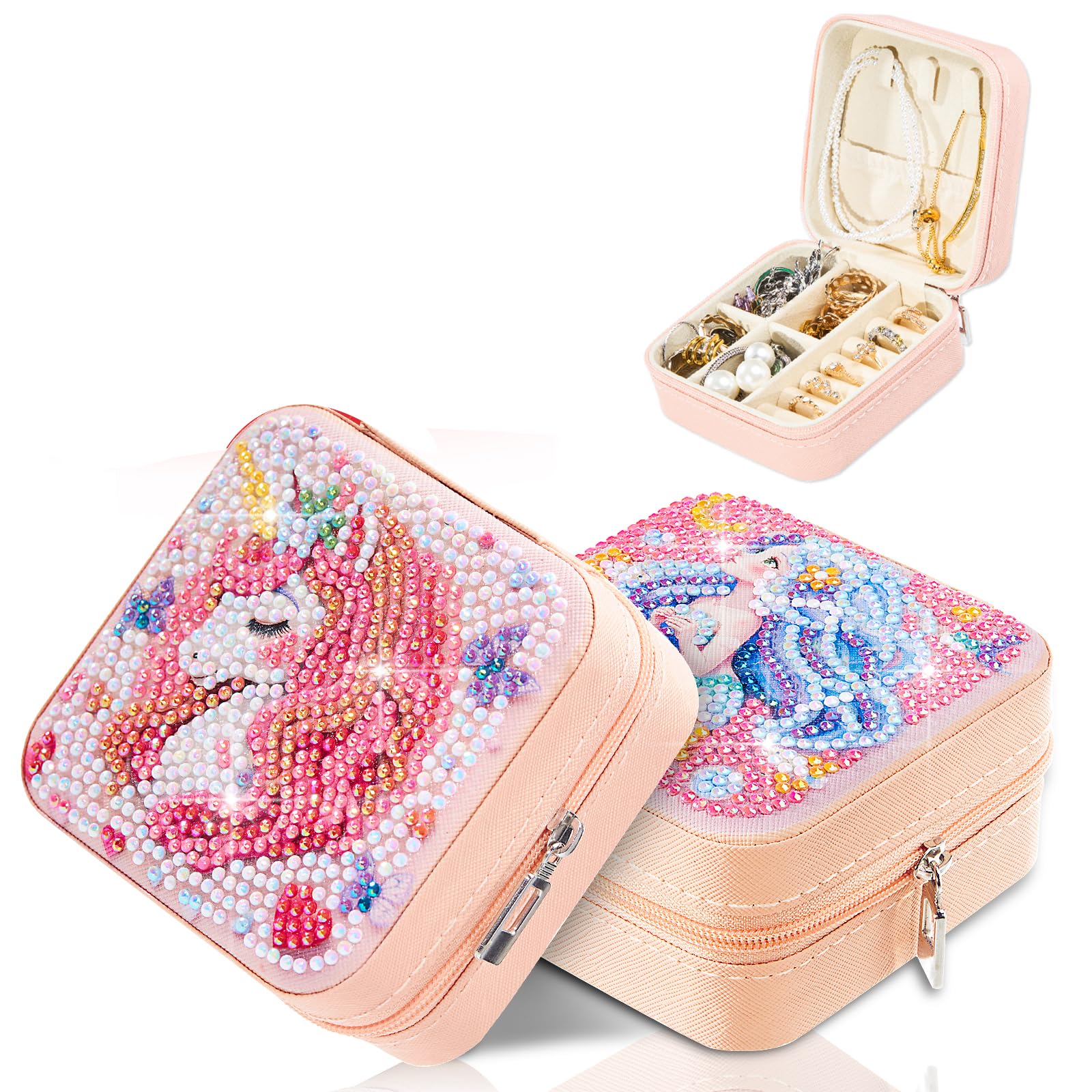 CharySim Diamond Painting Schmuckkästchen Set Strasssteine Basteln Erwachsene Kreatives Glitzersteine Bastelset für Muttertag Geschenk DIY Perlen Bastelset Frauen Mama