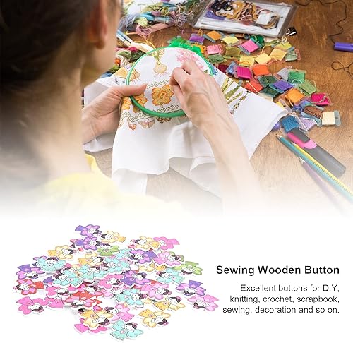Miniatura 5 de Botones para suministros de costura, manualidades, varios botones de costura, 100 piezas, botón de madera, dibujos animados, ángel, decoración