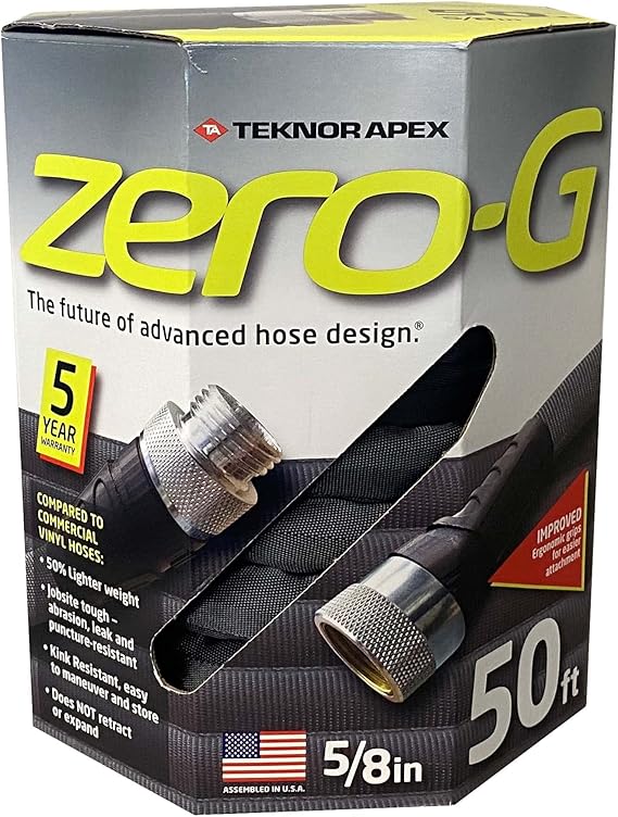 Teknor Apex 400150 Zerog Kink Resistant Garden Hose, 5/8" X 50', Black (Pack of 2