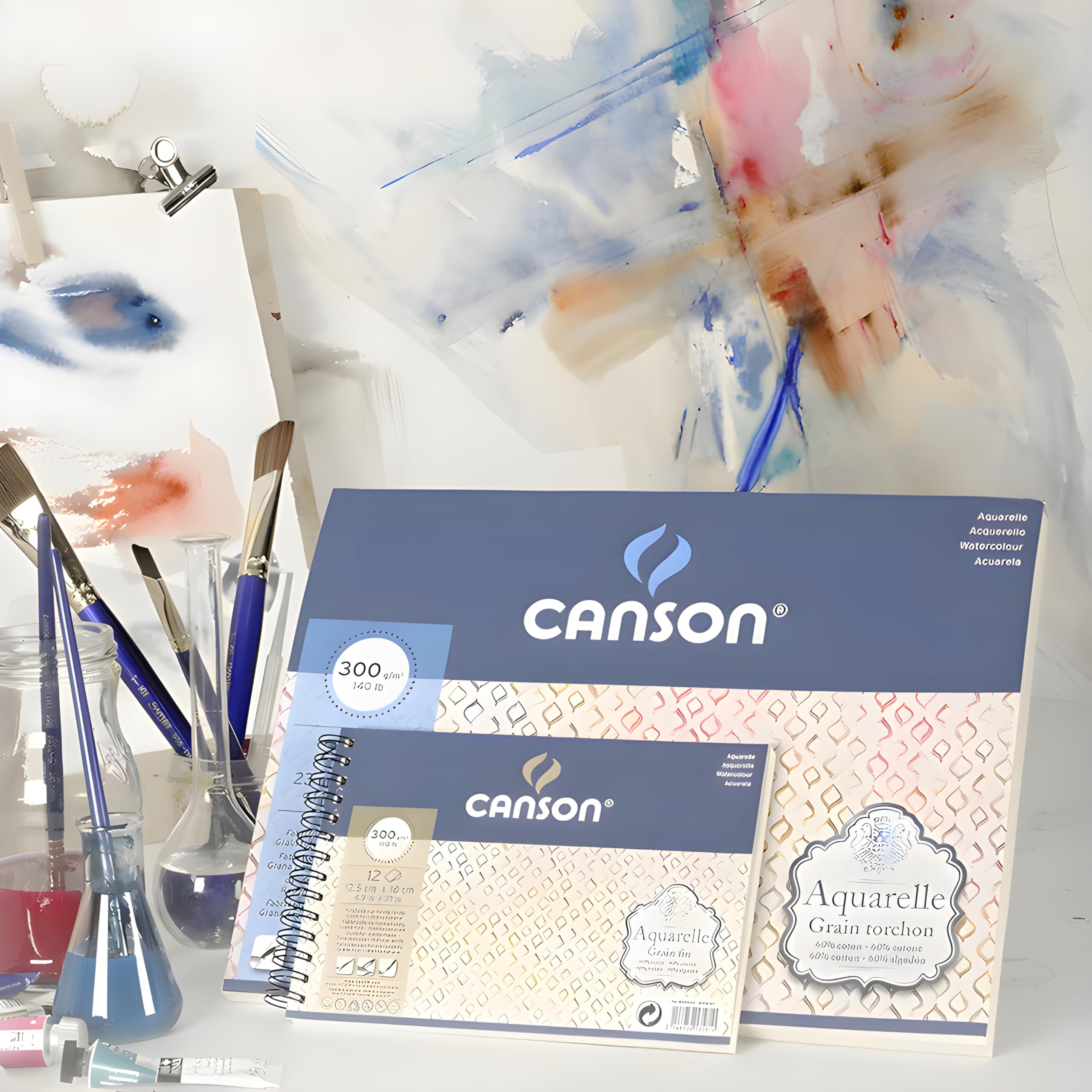 Aquarelle Canson blok akwarelowy klejony na 4 bokach, 31x41 cm, 20 arkuszy, 300 g/m², drobnoziarnisty (cold pressed)