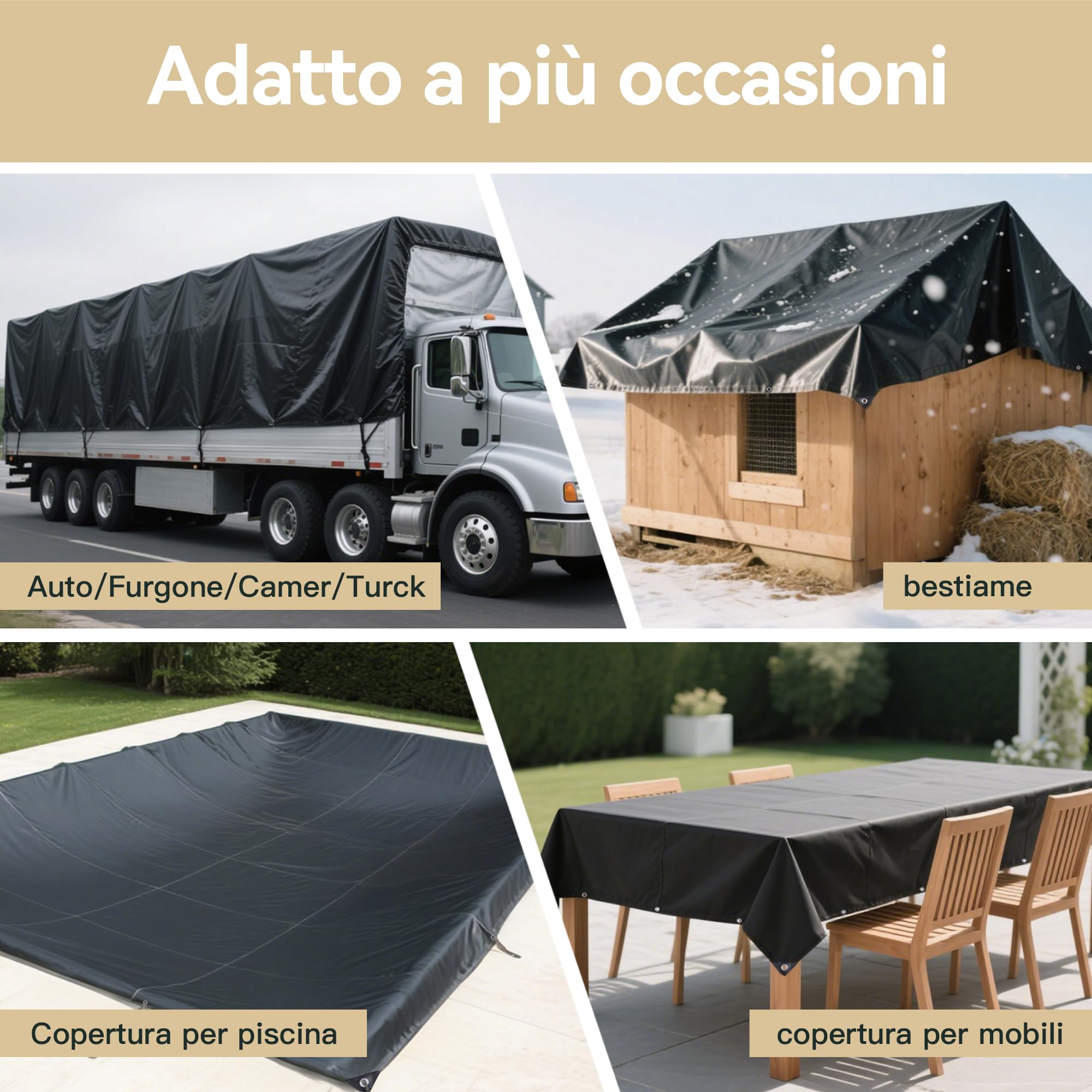Plandeka okryciowa 5 x 6 m średniej grubości 110 g/m² – wodoszczelna plandeka podłogowa na kemping, odporna na promieniowanie UV, osłona zewnętrzna do namiotów, dachów, piaskownic, łodzi