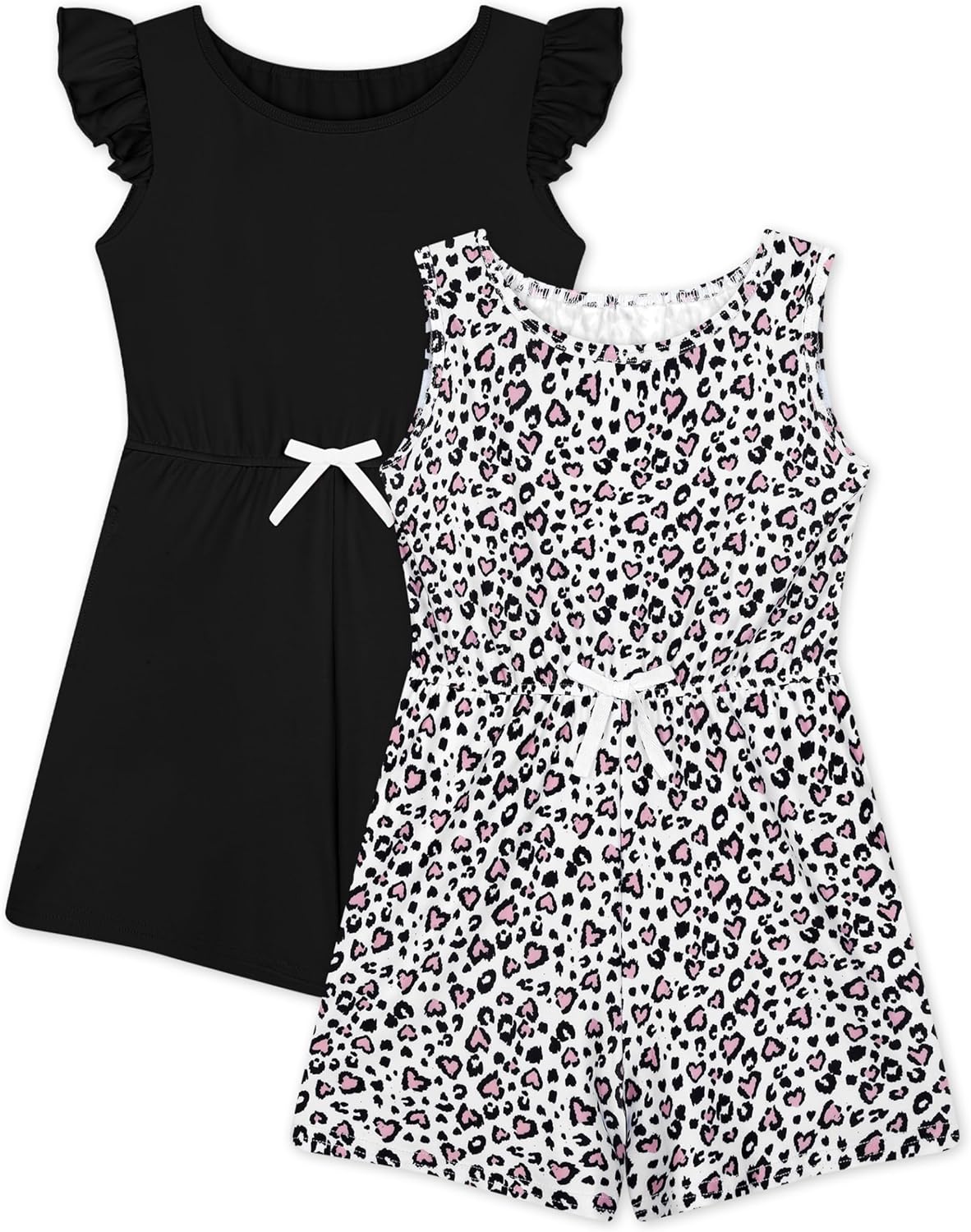 Resinta 2/3 Pack Girls Jumpsuit Summer Romper Shorts Elastic Waist One Piece Jumpsuits with Pocket 4-12Years