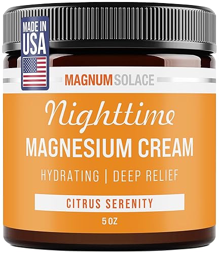 Crema de magnesio nocturna  Alivio calmante y relajación, magnesio altamente concentrado para músculos y articulaciones  Aplicar en piernas o pies