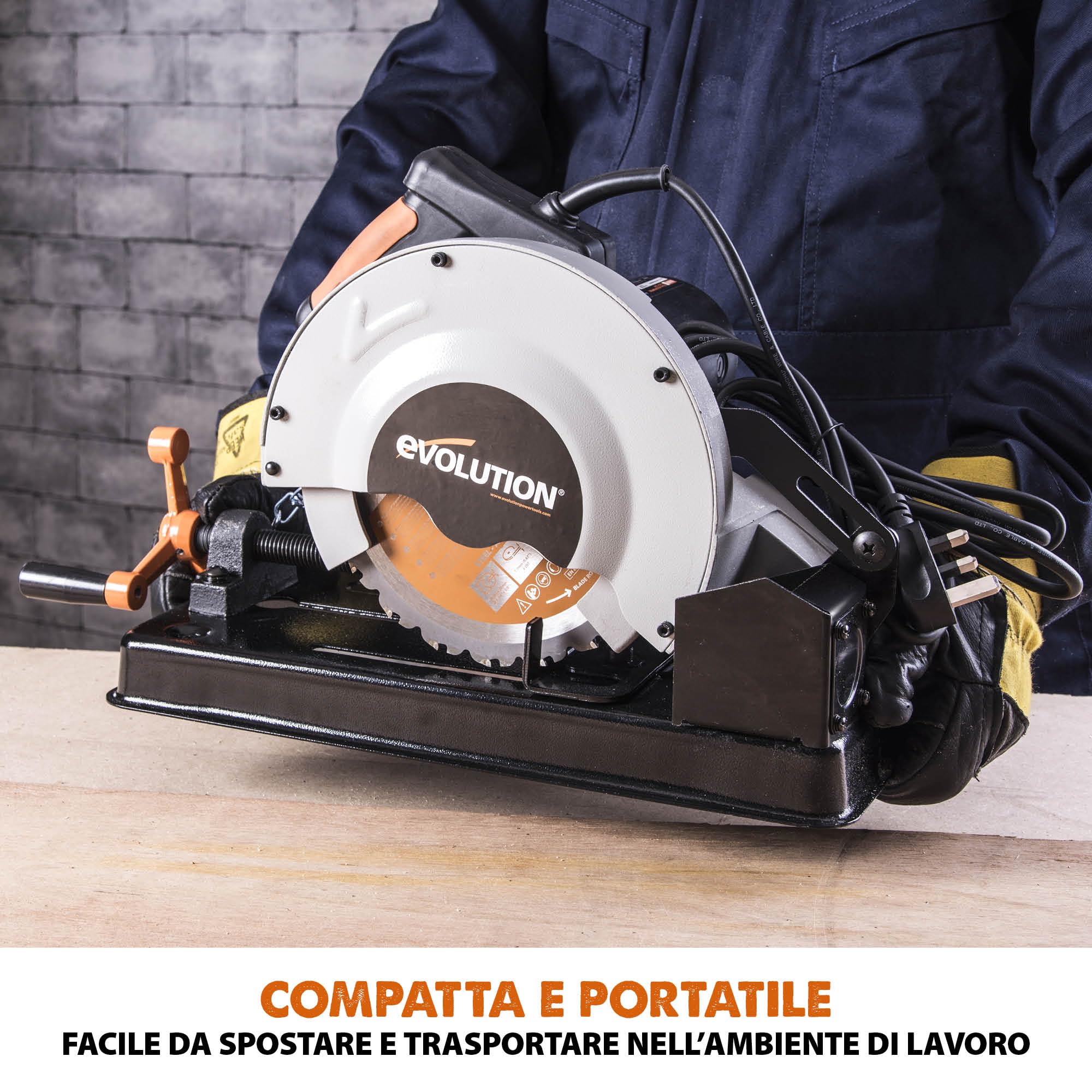 Evolution Power Tools Rage 4 Troncatrice a trazione - Multi-materiale per tagli su legno, metallo, plastica e molto altro, 185 mm, 230 V