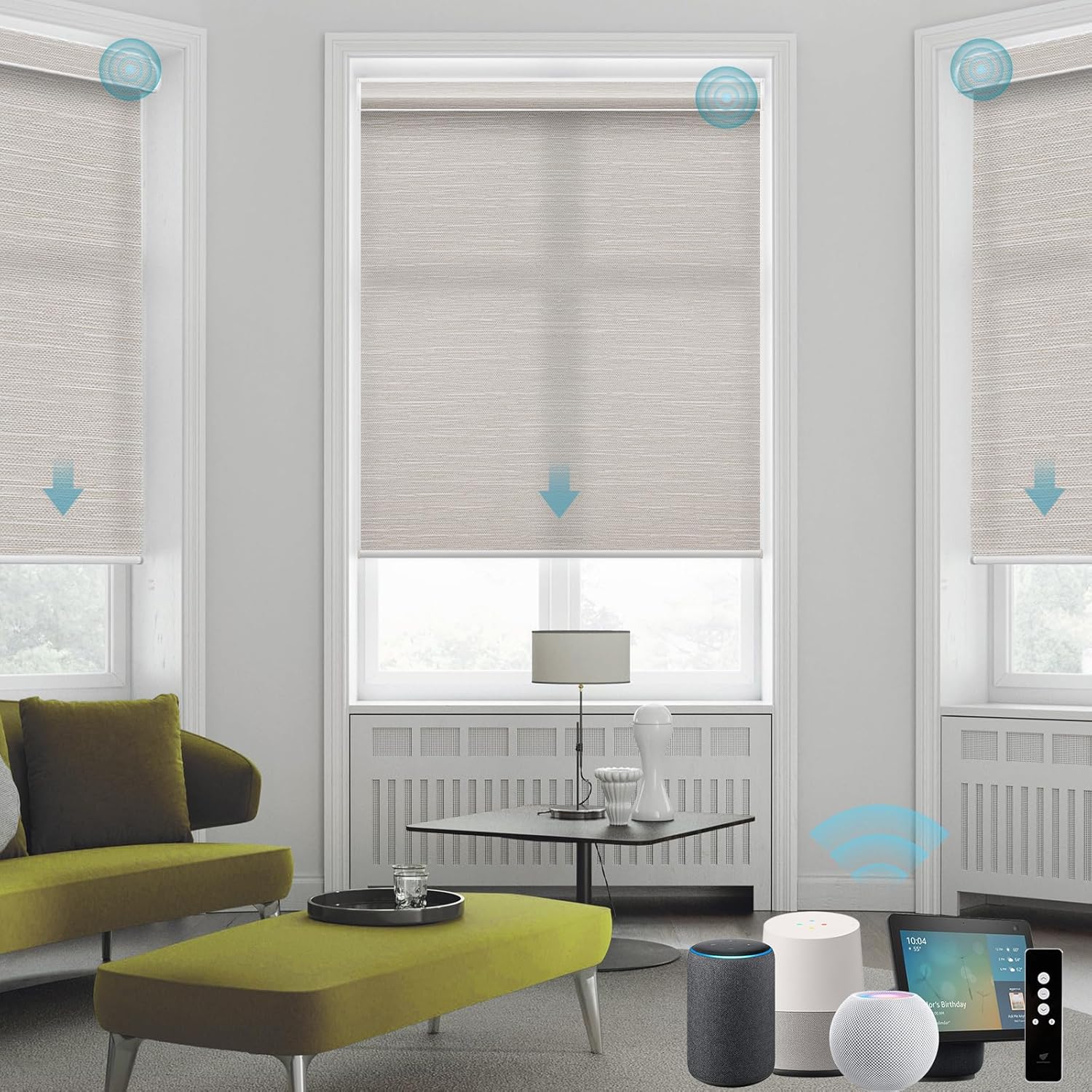 SmartWings Motorized Smart Roller Shades in Light Filtering, Electric