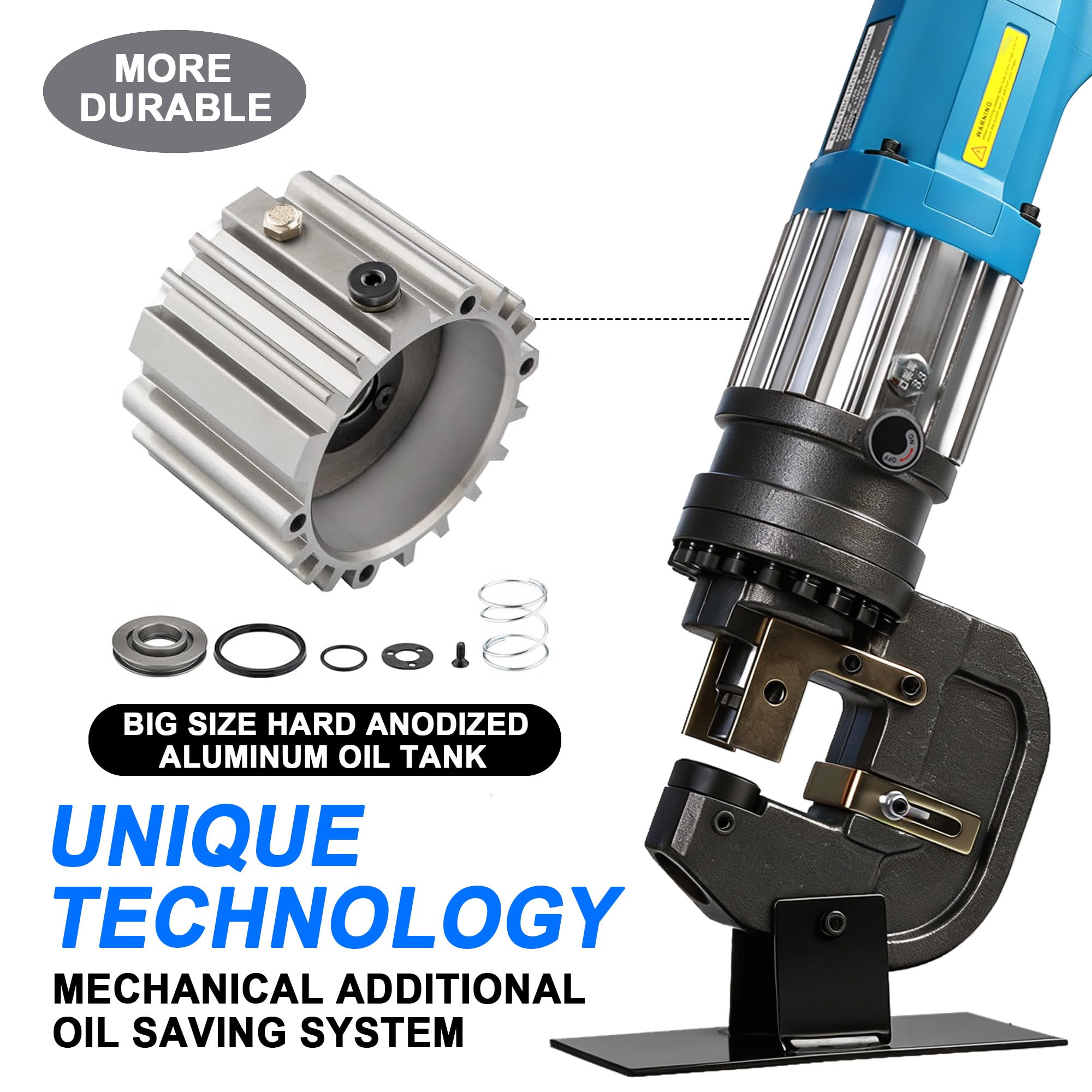 Perforatrice idraulica elettrica da 1600 W, perforatrice per metallo da 1/8 "-5/16" per angolo in acciaio, rame, alluminio, perforatrice elettrica con 5 fustelle e cassetta degli attrezzi