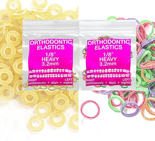 Paquete doble de látex de 18 pulgadas, bandas elásticas intraorales pesadas de ortodoncia, bandas de goma dentales, tirantes y espacio dental,