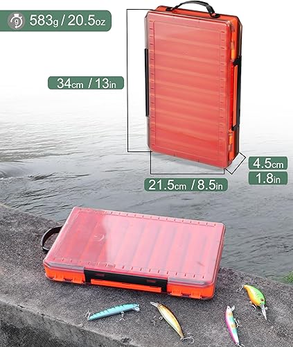 Miniatura 3 de Caja de Señuelos de Pesca de Doble Cara Caja de Aparejos 18 Compartimentos Caja de Señuelos 3700 Bandeja de Aparejos Almacenamiento de Crankbait